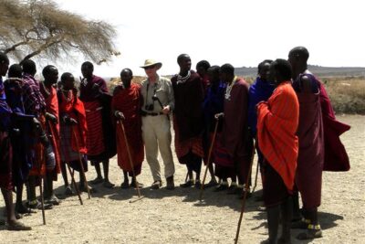 Lone Visitors in a Massai Village
