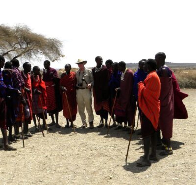 Lone Visitors in a Massai Village