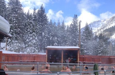 A Romantic Snowy Oasis at Grover Hot Springs in the Winter
